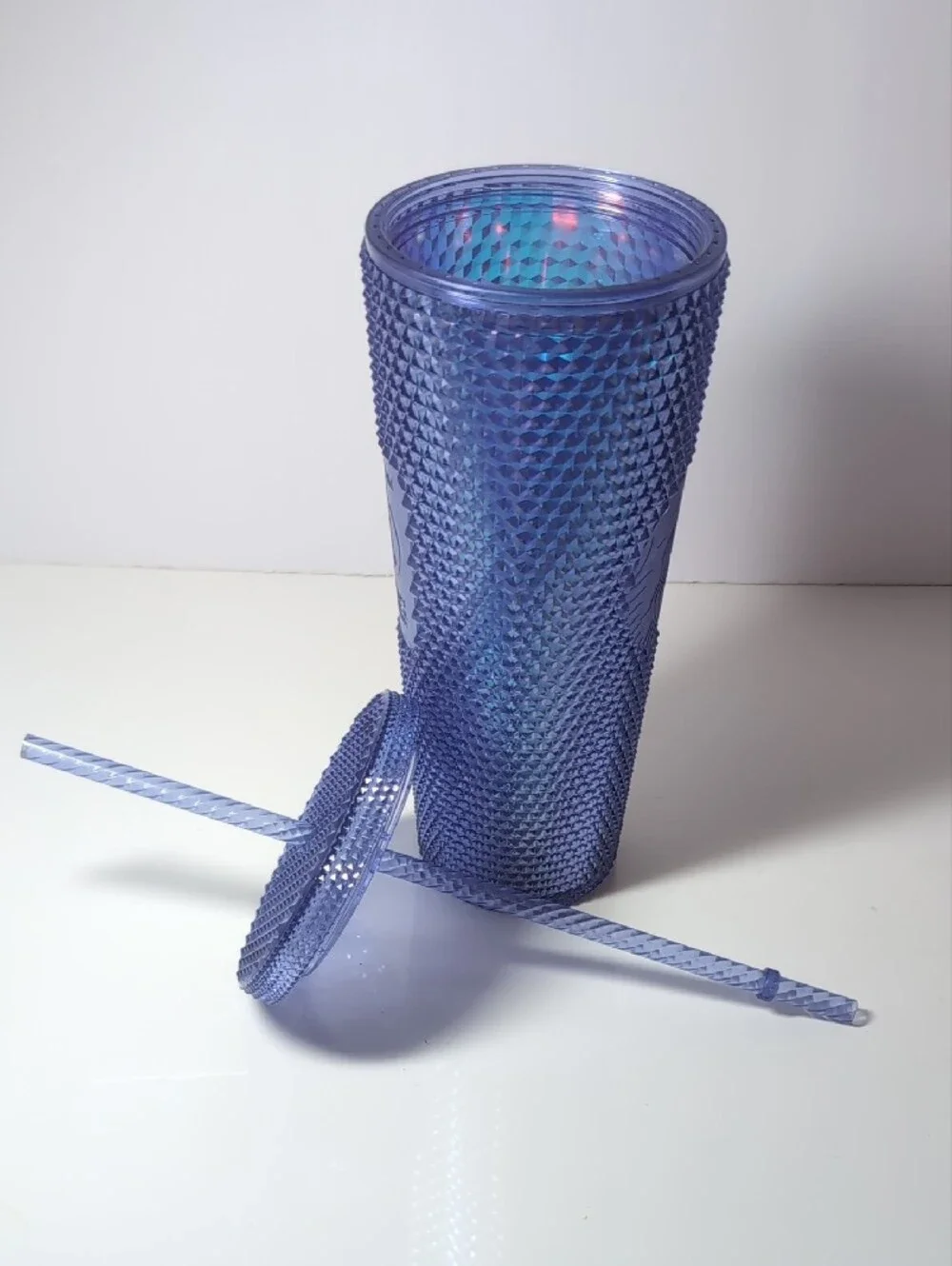Starbucks Walt Disney's 50 Anniv. Iridescent Studded Purple-Blue Tumbler 24 Oz